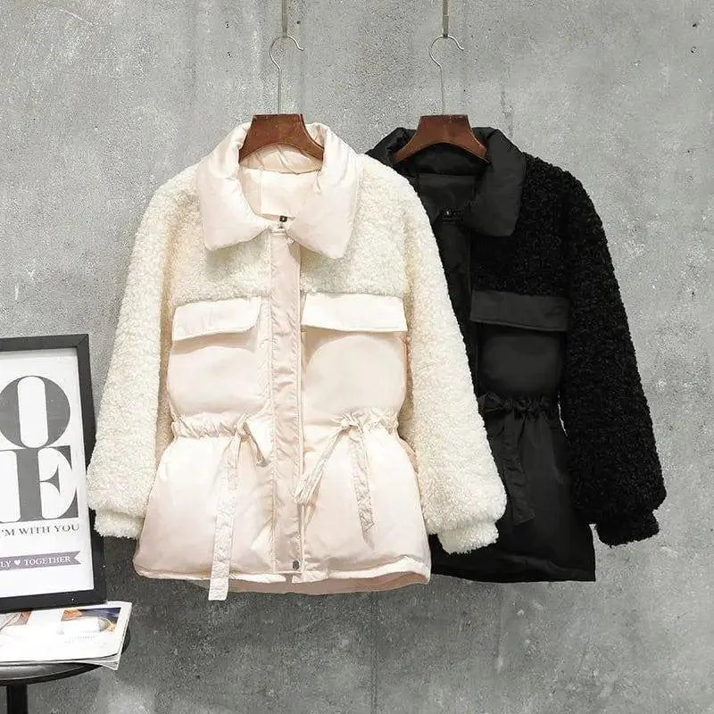 New Style Lamb Wool Stitching Cotton Jacket Herringbone Jacket Houndstooth Jacket Plaid Jacket New Style Lamb Wool Stitching Cotton Jacket Herringbone Jacket Houndstooth Jacket Plaid Jacket