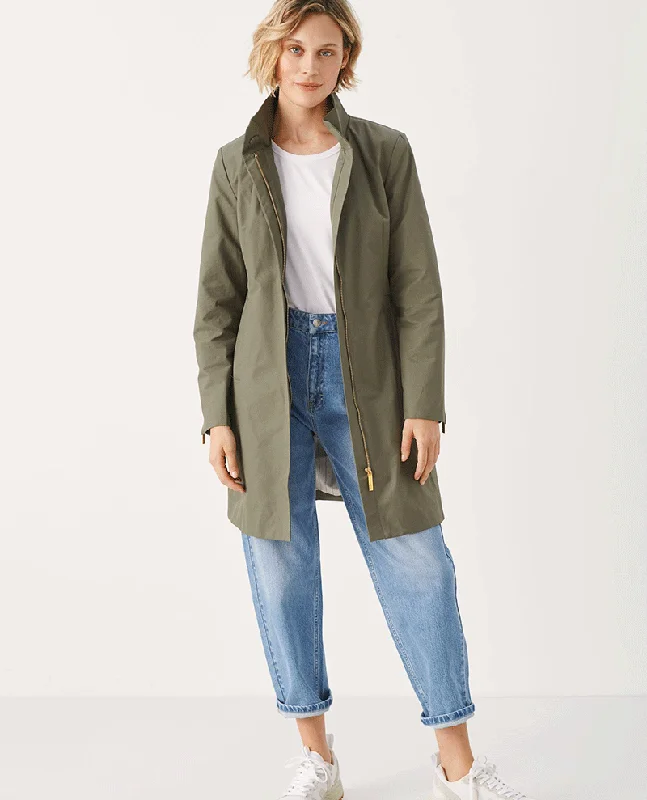 Part Two Carvi Olive Jacket Notch Collar Peter Pan Collar Cowl Neck