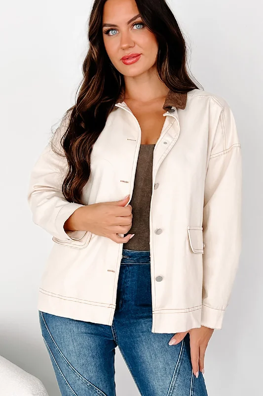Randy Lightweight Contrast Collar Jacket (Beige/Brown) Nylon Jacket Polyester Jacket Spandex Jacket Randy Lightweight Contrast Collar Jacket (Beige/Brown) Nylon Jacket Polyester Jacket Spandex Jacket
