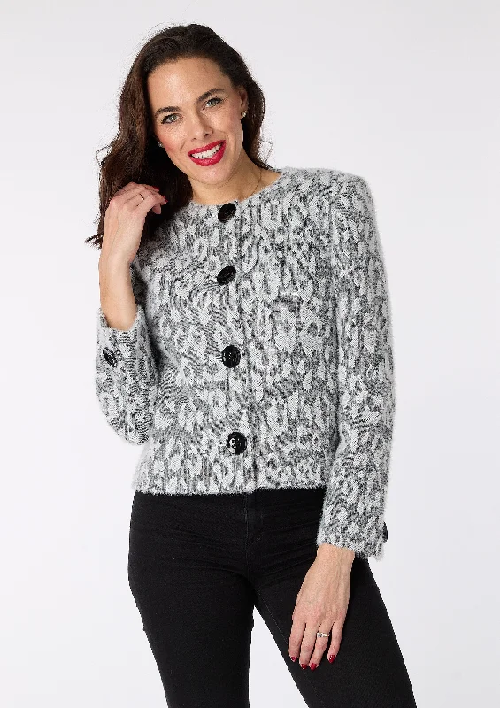 Sandy Round Neck Grey Animal Jacket - sizes 12, 14, 18