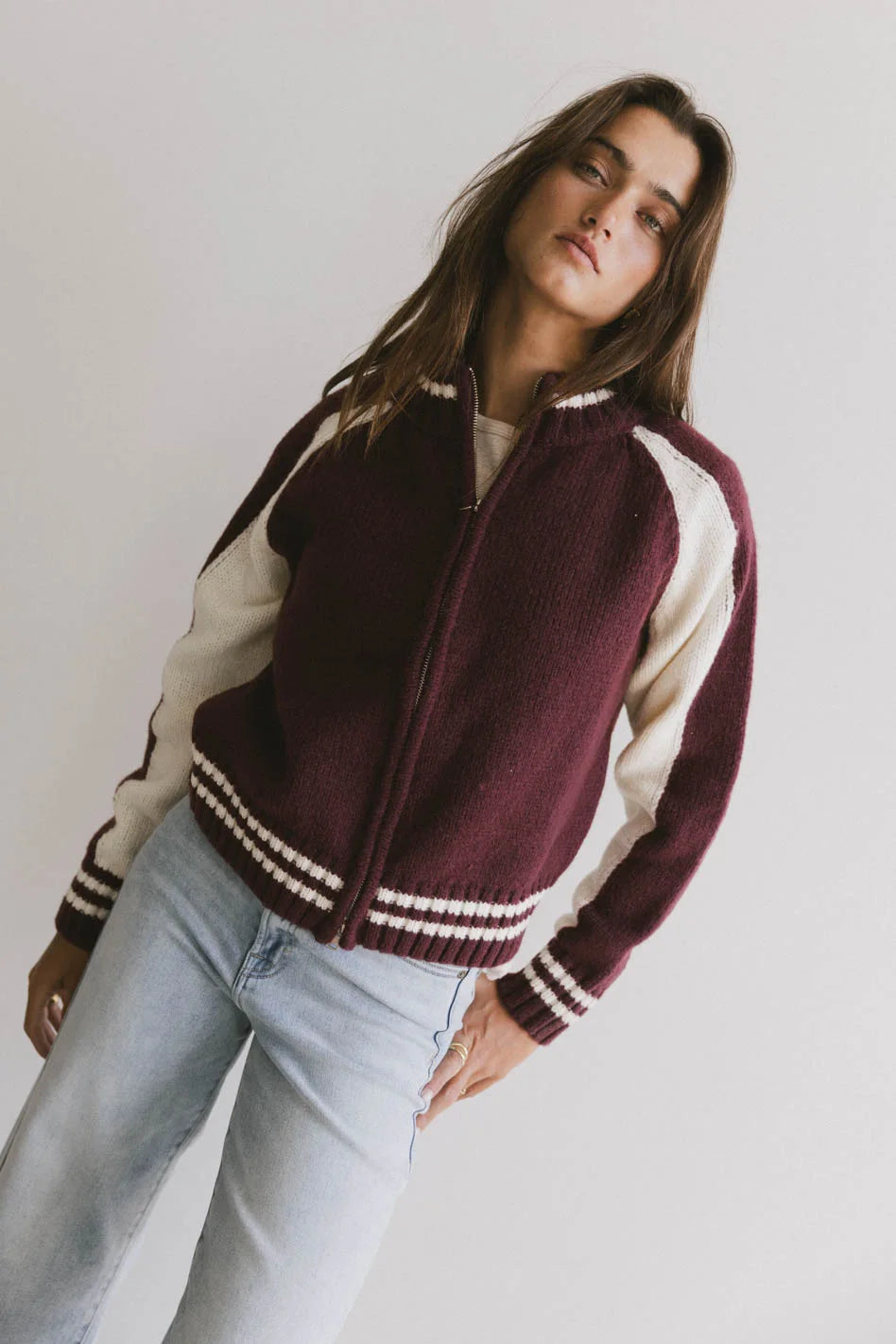 Sebastian Knit Jacket in Burgundy Quilted Jacket Puffer Jacket Insulated Jacket