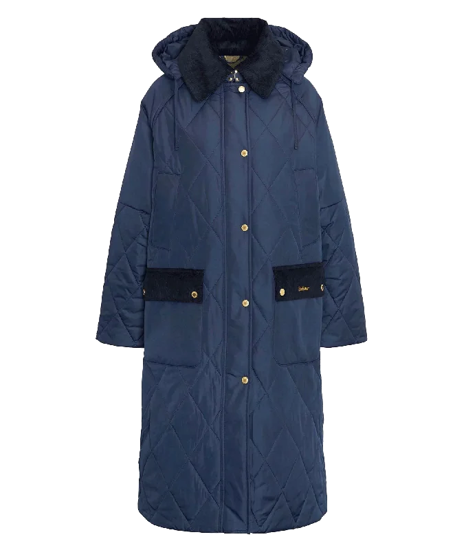 Cookston Longline Quilted Jacket - Navy