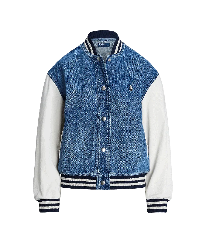 Logo Flag Bomber Jacket - Blue