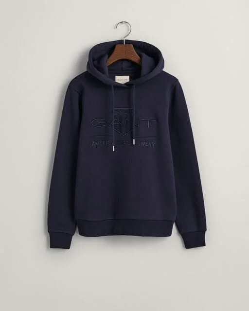 Tonal Archive Shield Hoodie Hoodie with Hem Fringe Bohemian Relaxed