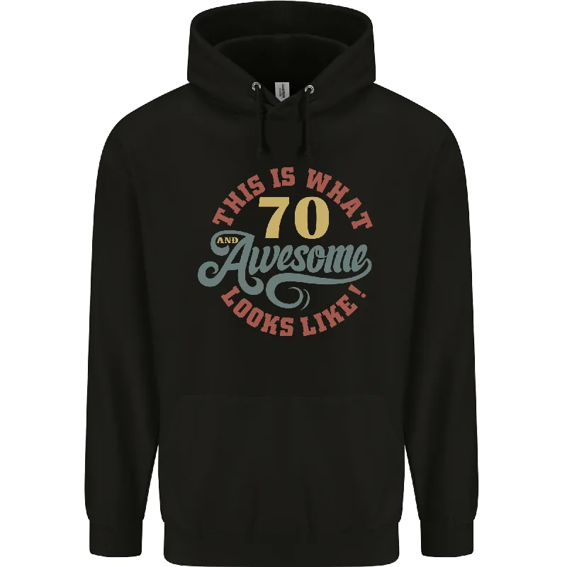 70th Birthday 70 Year Old Awesome Looks Like Mens 80% Cotton Hoodie