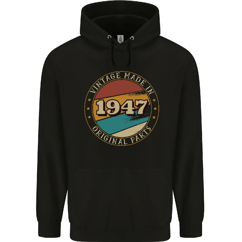 77th Birthday  Vintage Made In 1947 Mens 80% Cotton Hoodie