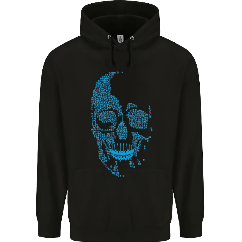 A Blue Skull Made of Guitars Guitarist Mens 80% Cotton Hoodie