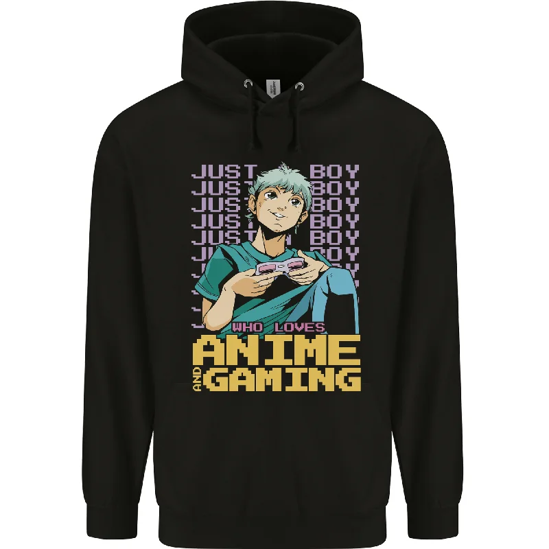 A Boy Who Loves Anime and Gaming Gamer Mens 80% Cotton Hoodie