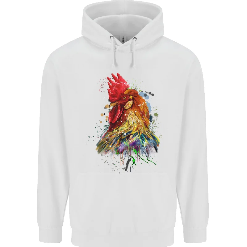 A Chicken Watercolour Mens 80% Cotton Hoodie