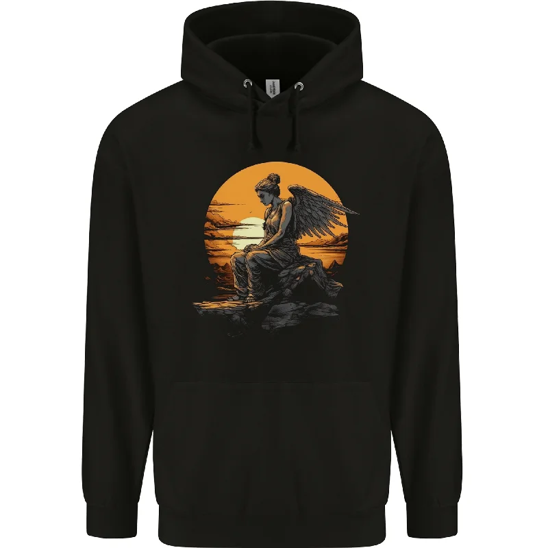 A Fallen Angel Sunset Fantasy Mens 80% Cotton Hoodie