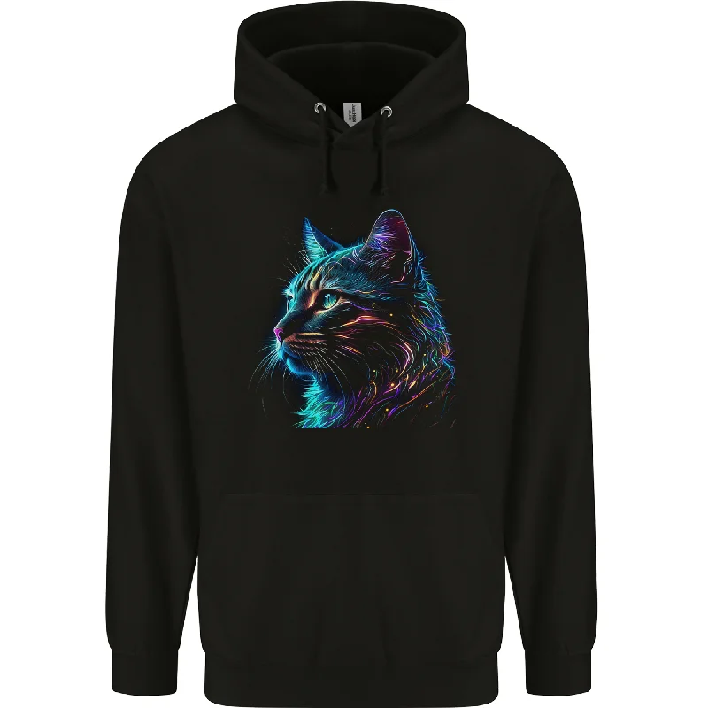 A Fantasy Cat With Cool Colours 3 Mens 80% Cotton Hoodie