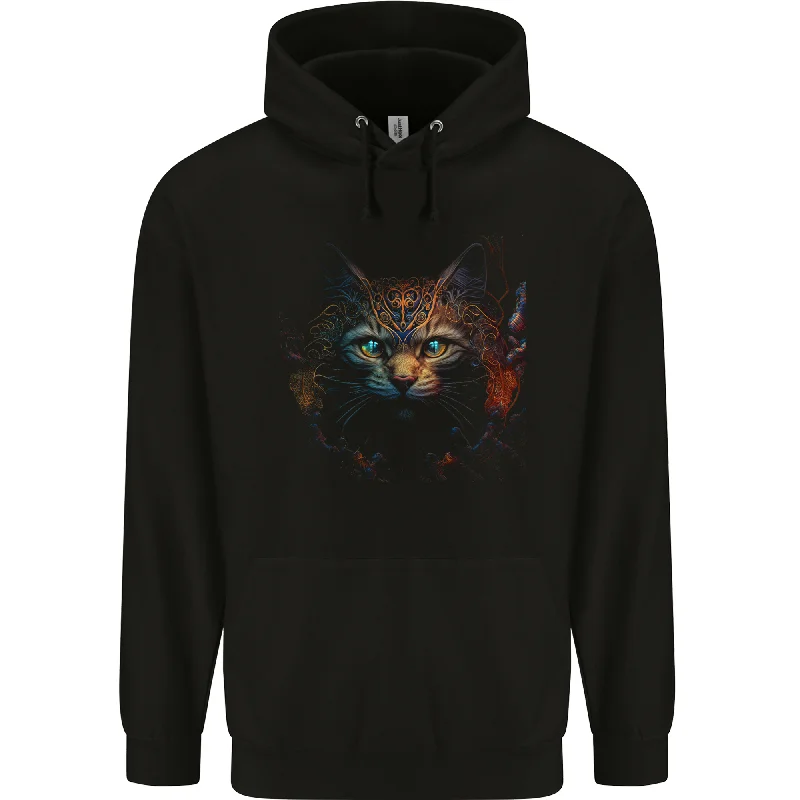 A Fantasy Cat With Cool Colours 4 Mens 80% Cotton Hoodie