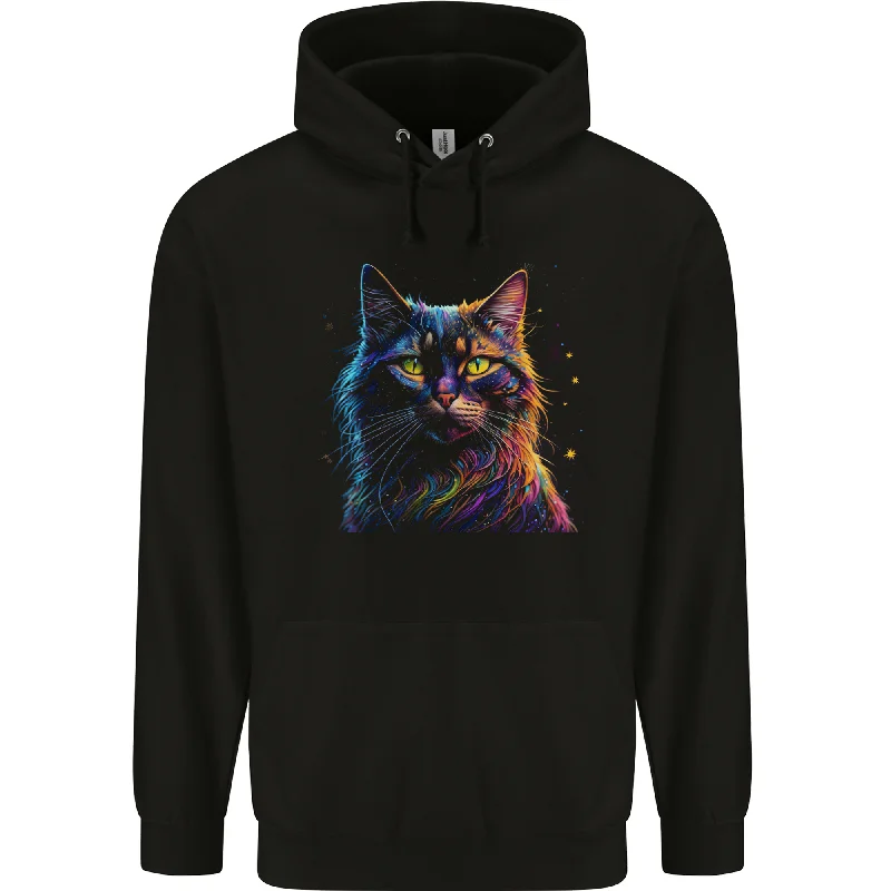 A Fantasy Cat With Cool Colours 7 Mens 80% Cotton Hoodie