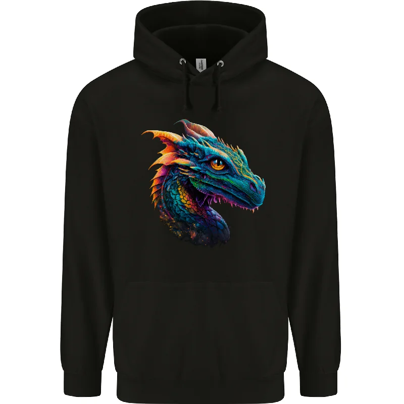 A Fantasy Colourful Dragon Mens 80% Cotton Hoodie