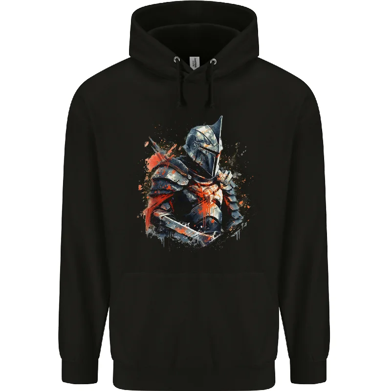 A Fantasy Medieval Knight in Armour Mens 80% Cotton Hoodie