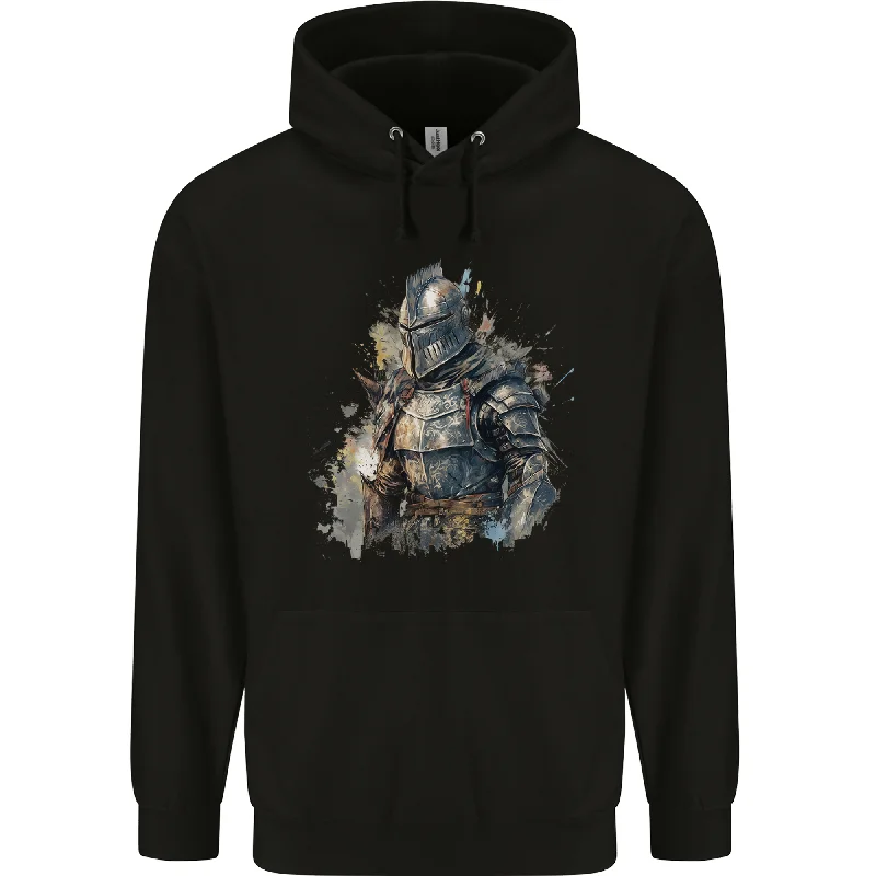 A Fantasy Medieval Knight in Armour Mens 80% Cotton Hoodie