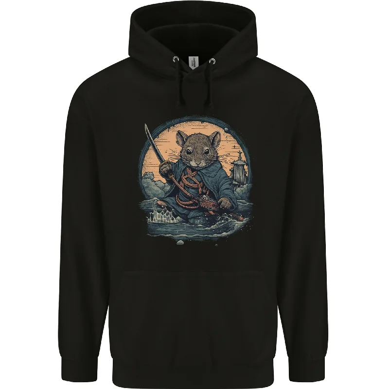 A Fantasy Samurai Mouse Mens 80% Cotton Hoodie