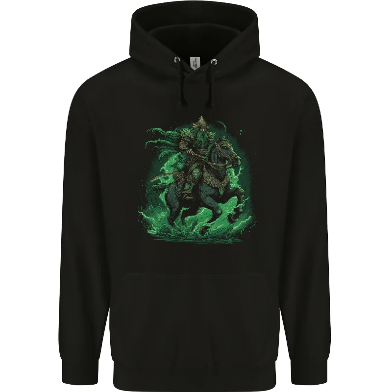 A Fantasy Wizard on Horseback Warlock Magician Mens 80% Cotton Hoodie