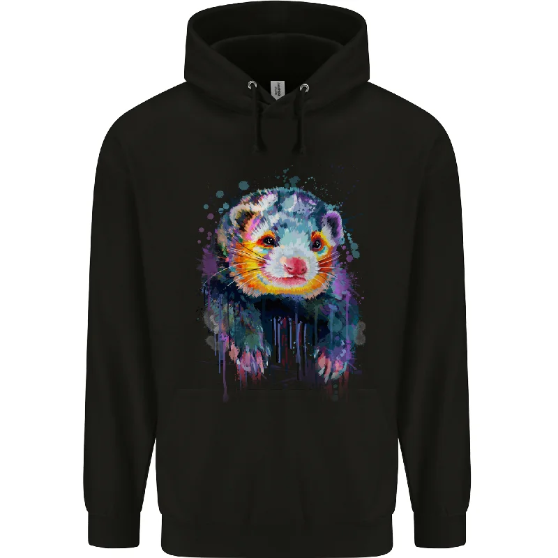 A Ferret Watercolour Mens 80% Cotton Hoodie