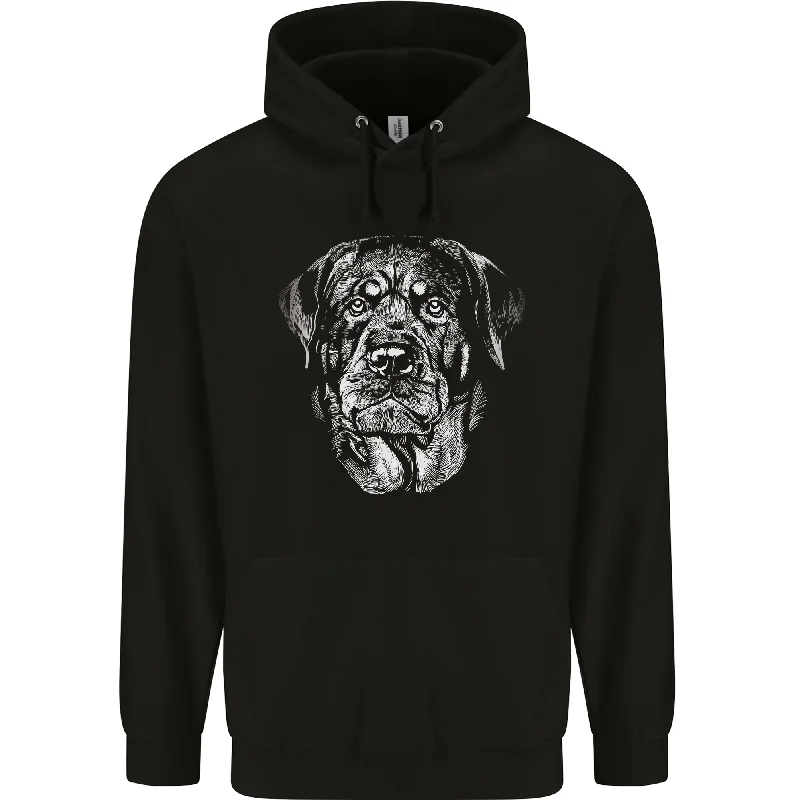 A Monochrome Rottweiler Dog Mens 80% Cotton Hoodie