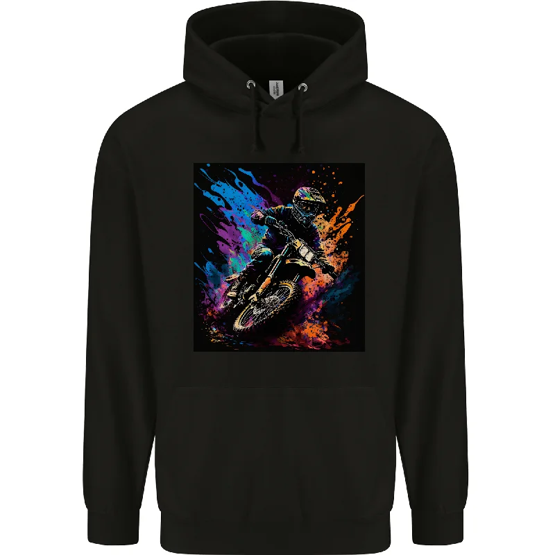 A Motocross Rider MotoX Dirt Bike Motorsports Mens 80% Cotton Hoodie