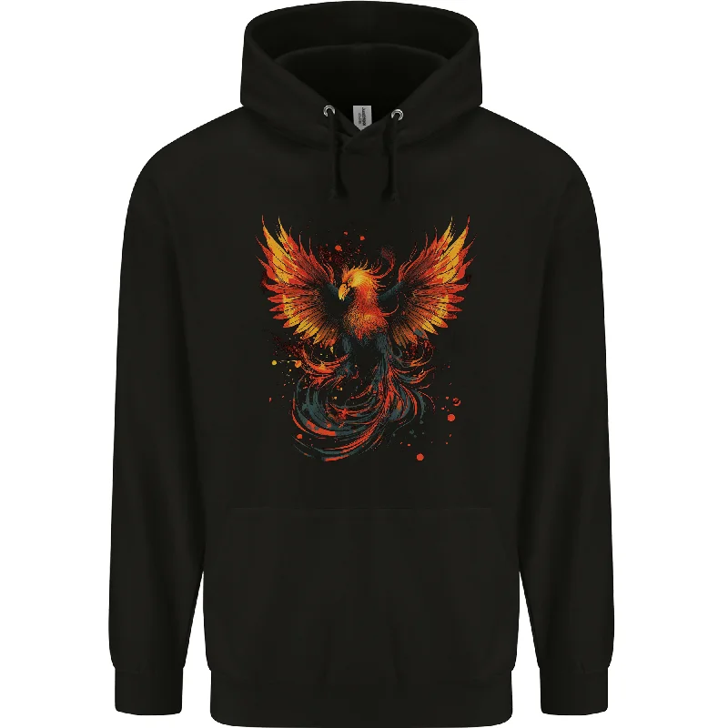 A Phoenix Rising From the Flames Fantasy Mens 80% Cotton Hoodie