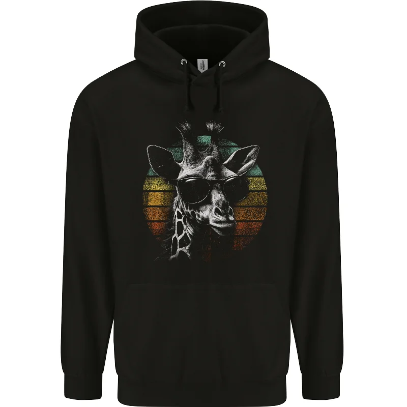 A Retro Giraffe Mens 80% Cotton Hoodie