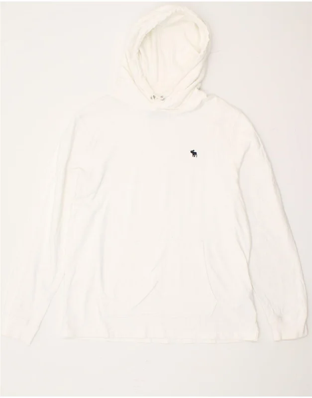 ABERCROMBIE & FITCH Mens Hoodie Jumper Large White Cotton