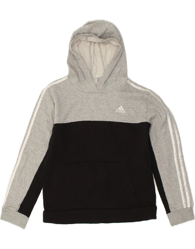 ADIDAS Boys Hoodie Jumper 14-15 Years Large  Black Colourblock Cotton