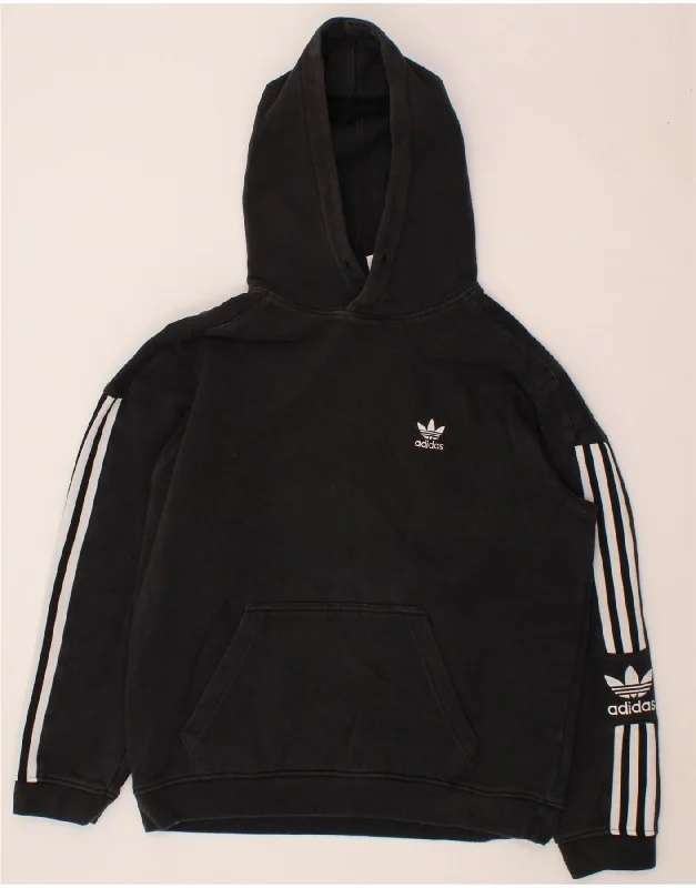 ADIDAS Mens Graphic Hoodie Jumper Small Black Cotton