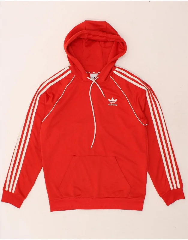 ADIDAS Mens Hoodie Jumper Small Red Polyester Hoodie with Hem Ribbing Snug Secure