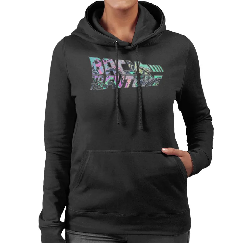 Back to the Future Psychedelic Marble Logo Women's Hooded Sweatshirt