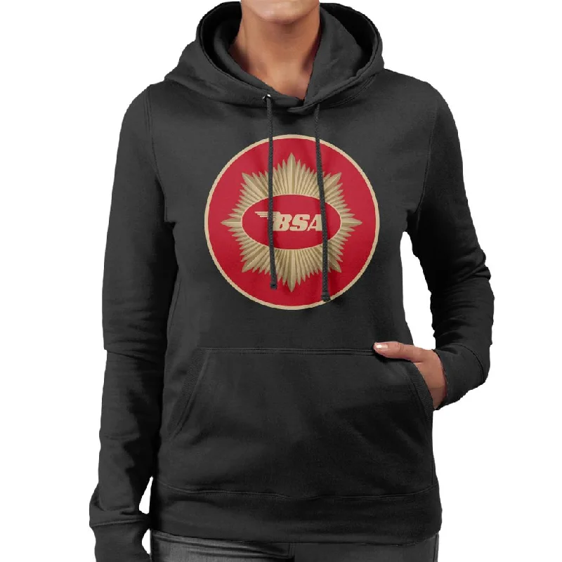 BSA Motorcycle Red Logo Women's Hooded Sweatshirt