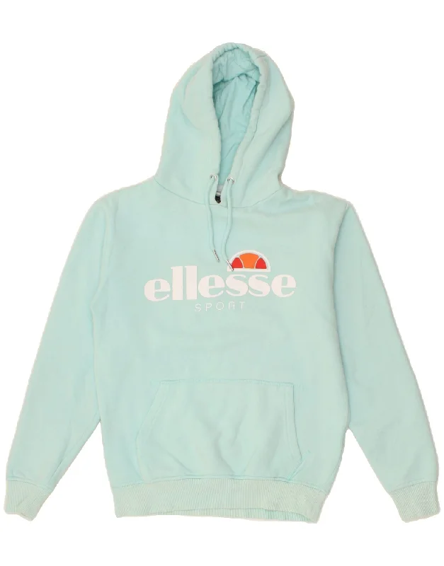 ELLESSE Womens Oversized Graphic Hoodie Jumper UK 10 Small Turquoise