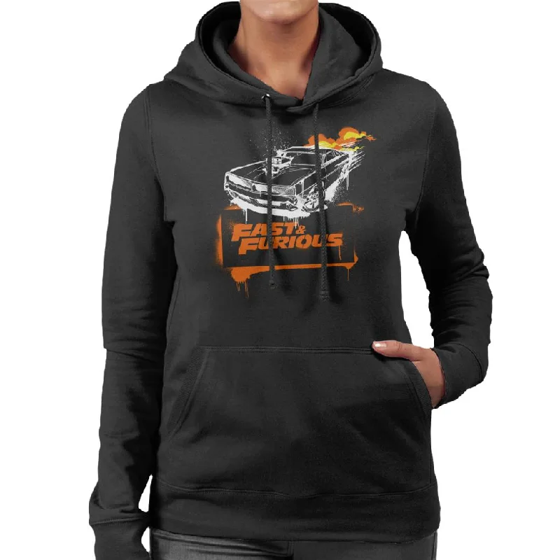 The Fast and The Furious Dodge Charger Flame Women's Hooded Sweatshirt