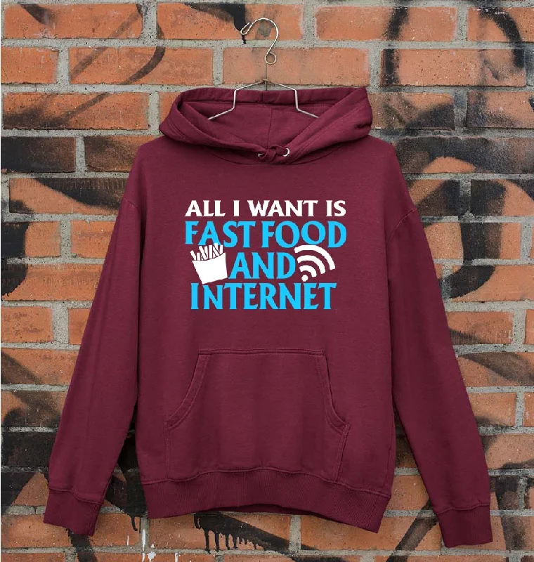 Fast Food and Internet Unisex Hoodie for Men/Women