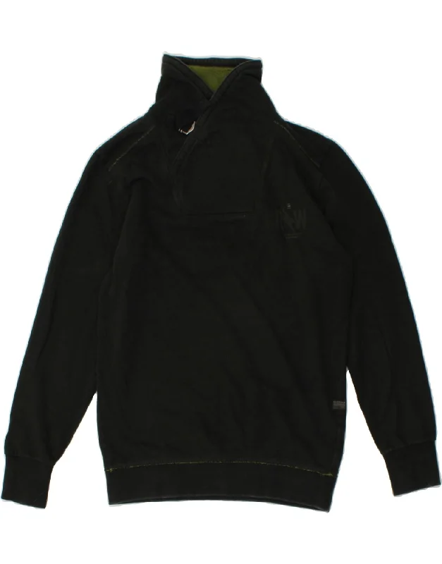G-STAR Mens Shawl Neck Sweatshirt Jumper Large Green Cotton Hoodie with Emblem Brand Identity G-STAR Mens Shawl Neck Sweatshirt Jumper Large Green Cotton Hoodie with Emblem Brand Identity