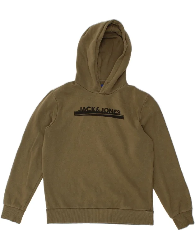 JACK & JONES Mens Graphic Hoodie Jumper Small Khaki Cotton Hoodie with Rolled Sleeves Casual Relaxed JACK & JONES Mens Graphic Hoodie Jumper Small Khaki Cotton Hoodie with Rolled Sleeves Casual Relaxed