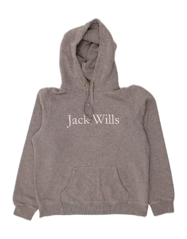 JACK & JONES Womens Graphic Hoodie Jumper UK 14 Large Grey Cotton