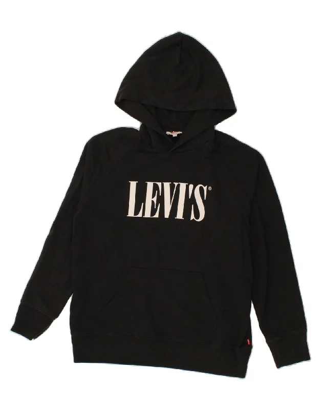 LEVI'S Mens Graphic Hoodie Jumper Medium Black Cotton