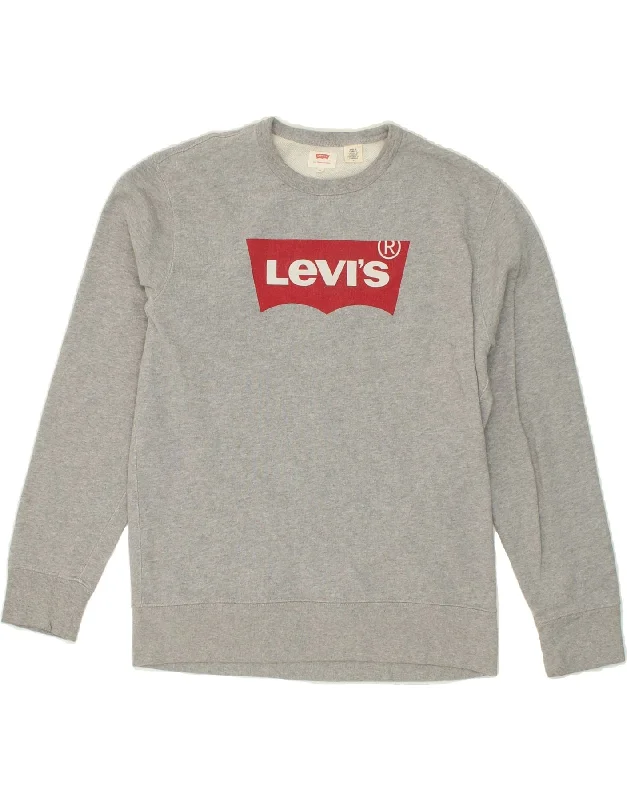 LEVI'S Mens Graphic Sweatshirt Jumper Medium Grey Cotton