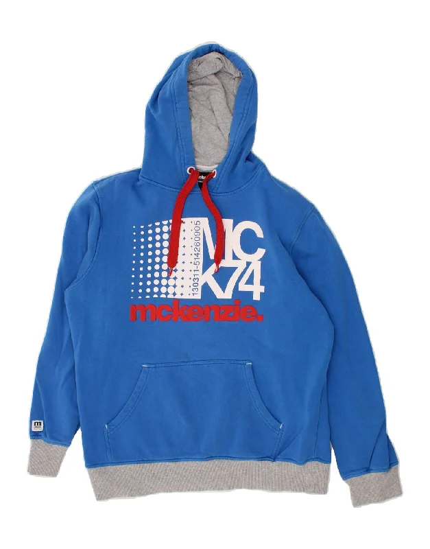 MCKENZIE Mens Graphic Hoodie Jumper Large Blue