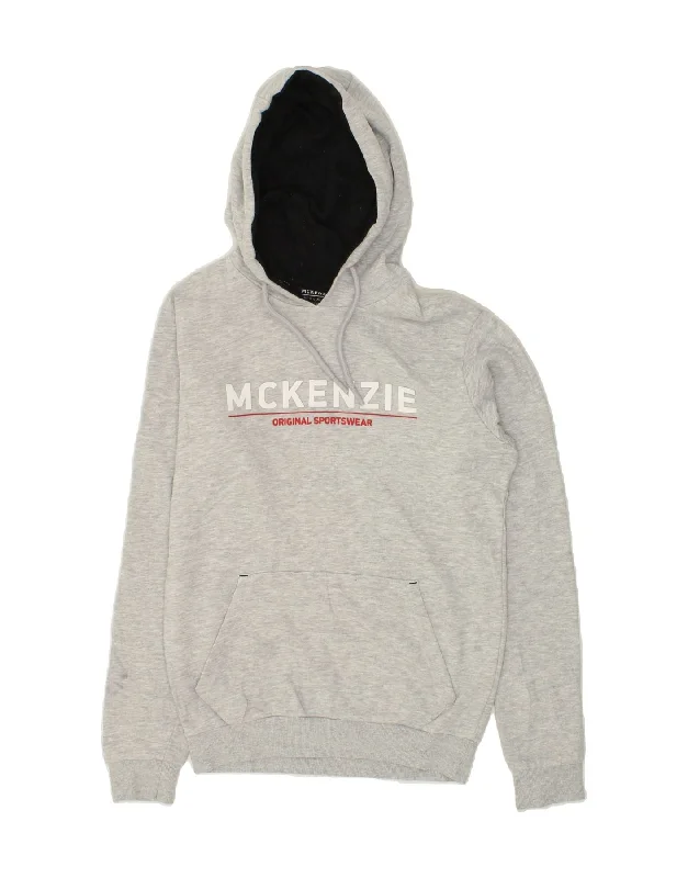 MCKENZIE Mens Graphic Hoodie Jumper Small Grey Cotton