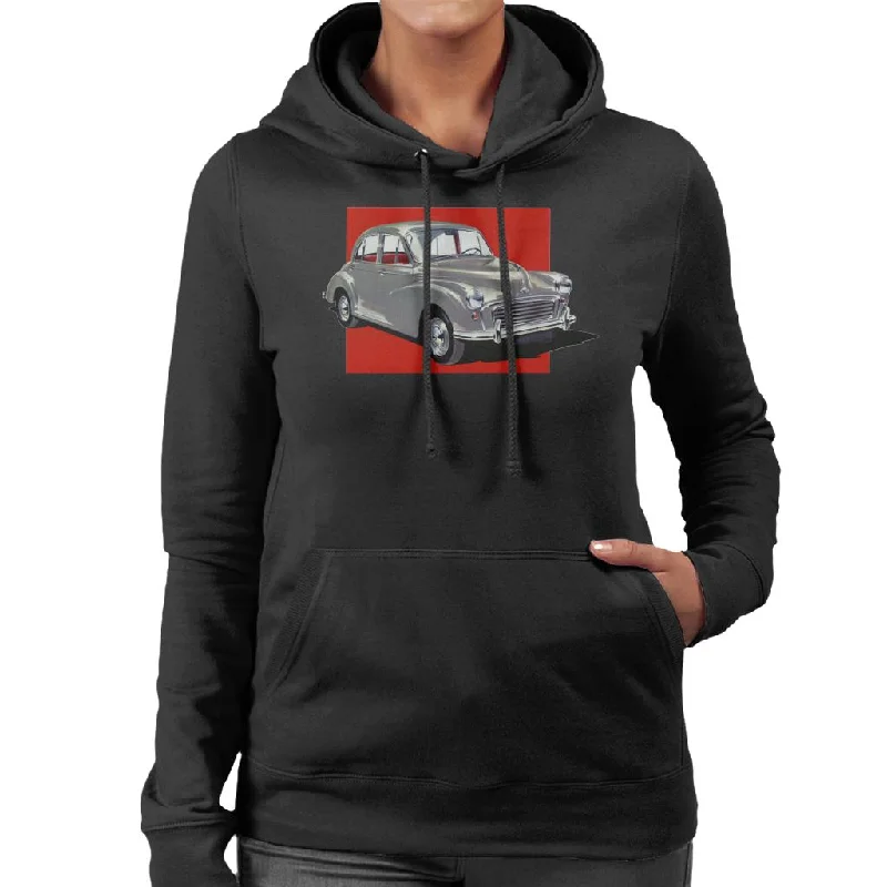 Morris Minor Red Background British Motor Heritage Women's Hooded Sweatshirt