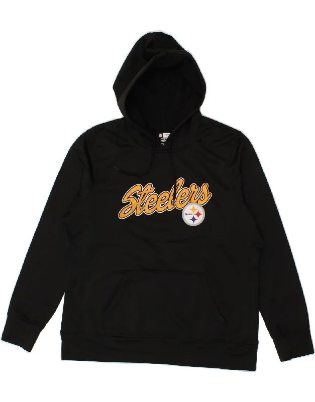 NFL Womens Steelers Graphic Hoodie Jumper UK 18 XL Black Polyester