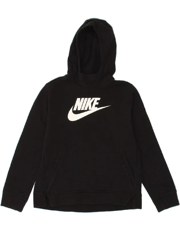 NIKE Boys Standard Fit Graphic Hoodie Jumper 13-14 Years XL Black Cotton Hoodie with Tied Waist Feminine Flattering NIKE Boys Standard Fit Graphic Hoodie Jumper 13-14 Years XL Black Cotton Hoodie with Tied Waist Feminine Flattering