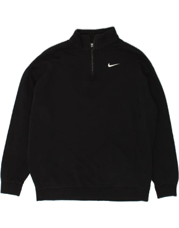 NIKE Mens Loose Fit Zip Neck Sweatshirt Jumper XS Black Cotton