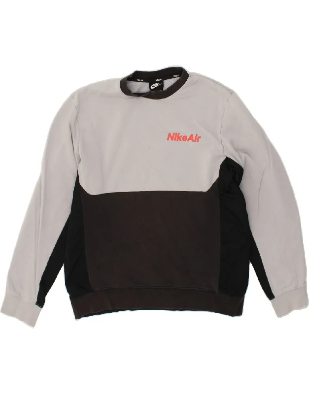 NIKE Mens Sweatshirt Jumper Medium Grey Colourblock Cotton Hoodie with Relaxed Fit Easy Casual NIKE Mens Sweatshirt Jumper Medium Grey Colourblock Cotton Hoodie with Relaxed Fit Easy Casual