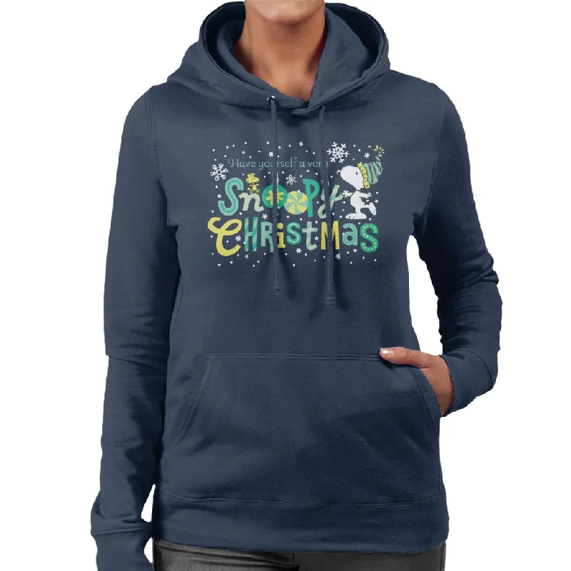 Peanuts Christmas Have Yourself A Very Snoopy Xmas Women's Hooded Sweatshirt Hoodie with Button Placket Classic Preppy Peanuts Christmas Have Yourself A Very Snoopy Xmas Women's Hooded Sweatshirt Hoodie with Button Placket Classic Preppy