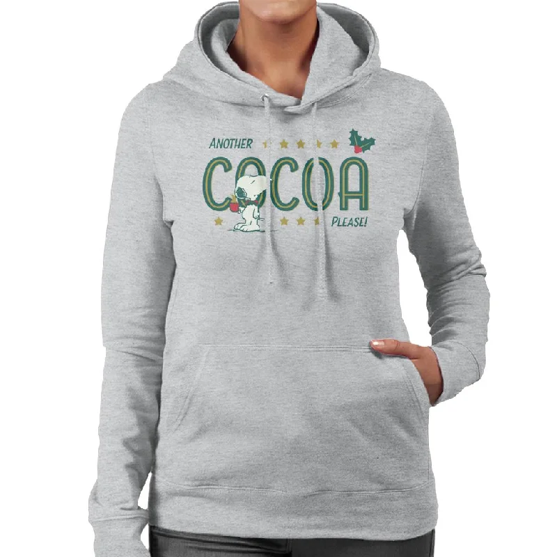 Peanuts Christmas Snoopy Another Cocoa Please Women's Hooded Sweatshirt Hoodie with High Neck Warm Protective Peanuts Christmas Snoopy Another Cocoa Please Women's Hooded Sweatshirt Hoodie with High Neck Warm Protective